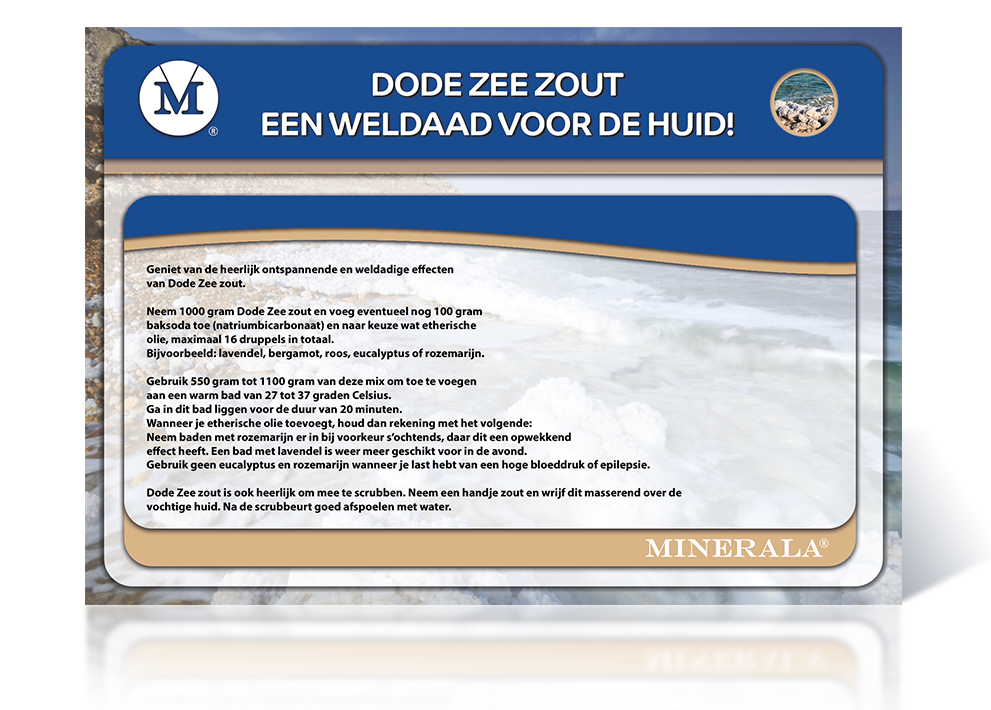 Minerala - Dode zee zout - achterzijde - tips baden -.Baking Soda NL Nistelrode