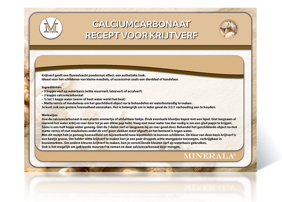 Minerala - Calciumcarbonaat Achterzijde recept krijtverf.KLEINER CANVAS Baking Soda NL Nistelrode 2023